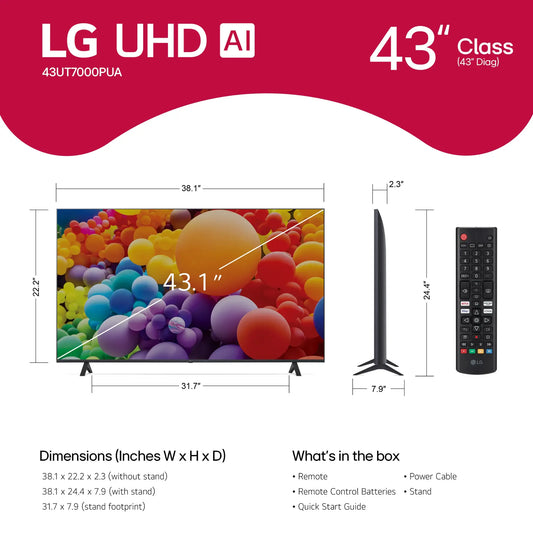 LG - 43" Class UT70 Series LED 4K UHD Smart TV with webOS (2024)