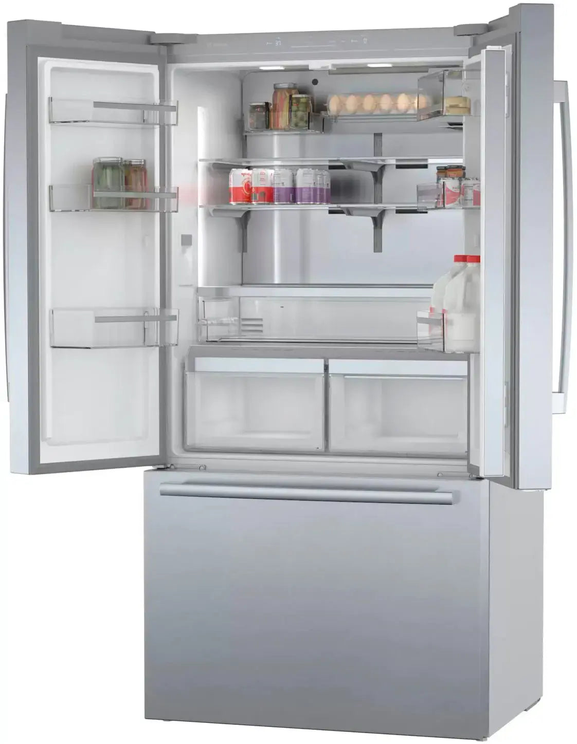 Bosch - 800 Series 21 Cu. Ft. French Door Counter-Depth Smart Refrigerator with VitaFresh - Stainless Steel