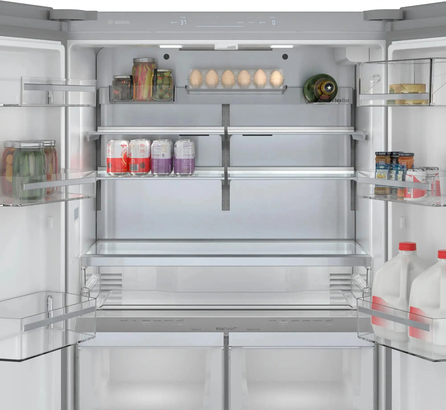 Bosch - 800 Series 21 Cu. Ft. French Door Counter-Depth Smart Refrigerator with VitaFresh - Stainless Steel