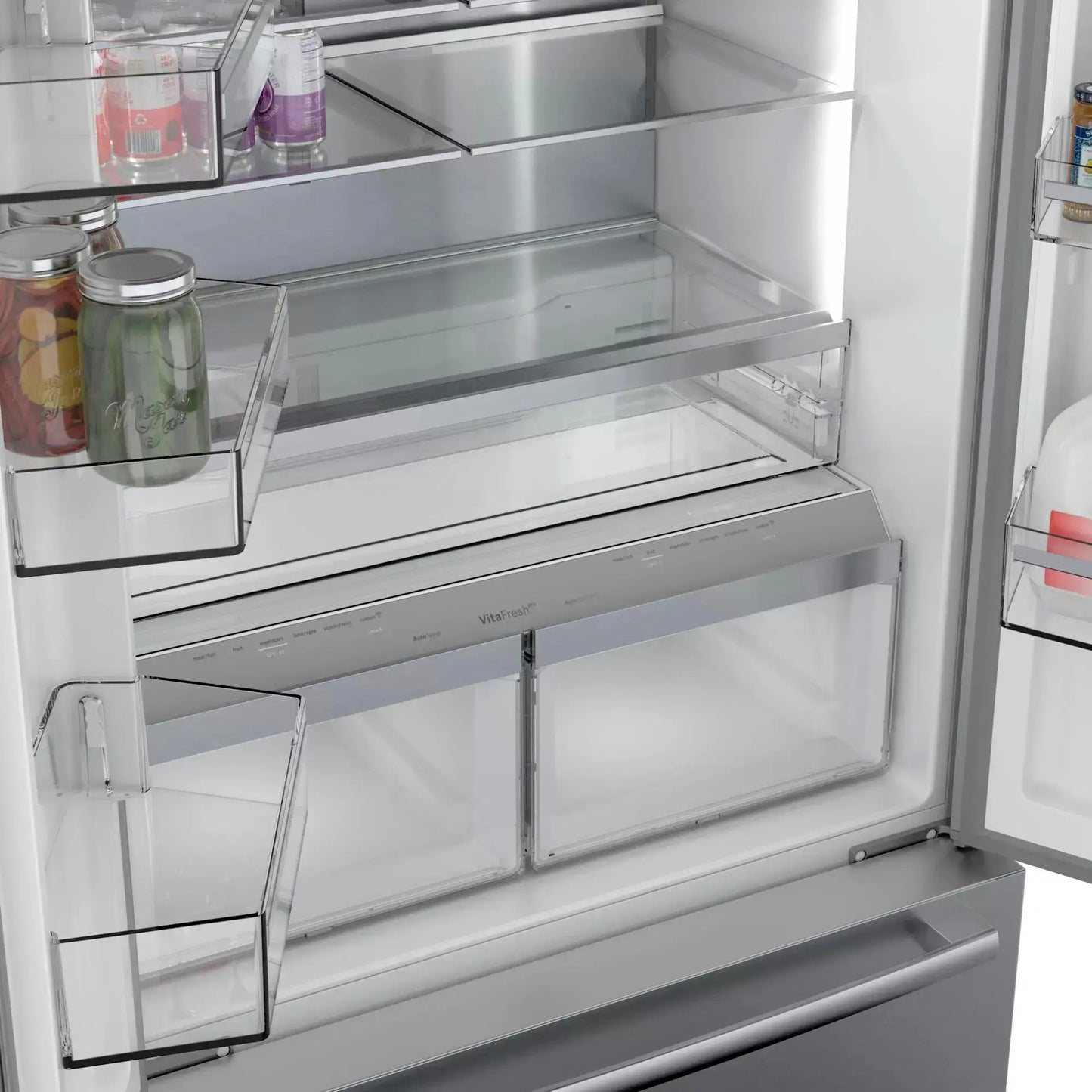 Bosch - 800 Series 21 Cu. Ft. French Door Counter-Depth Smart Refrigerator with VitaFresh - Stainless Steel