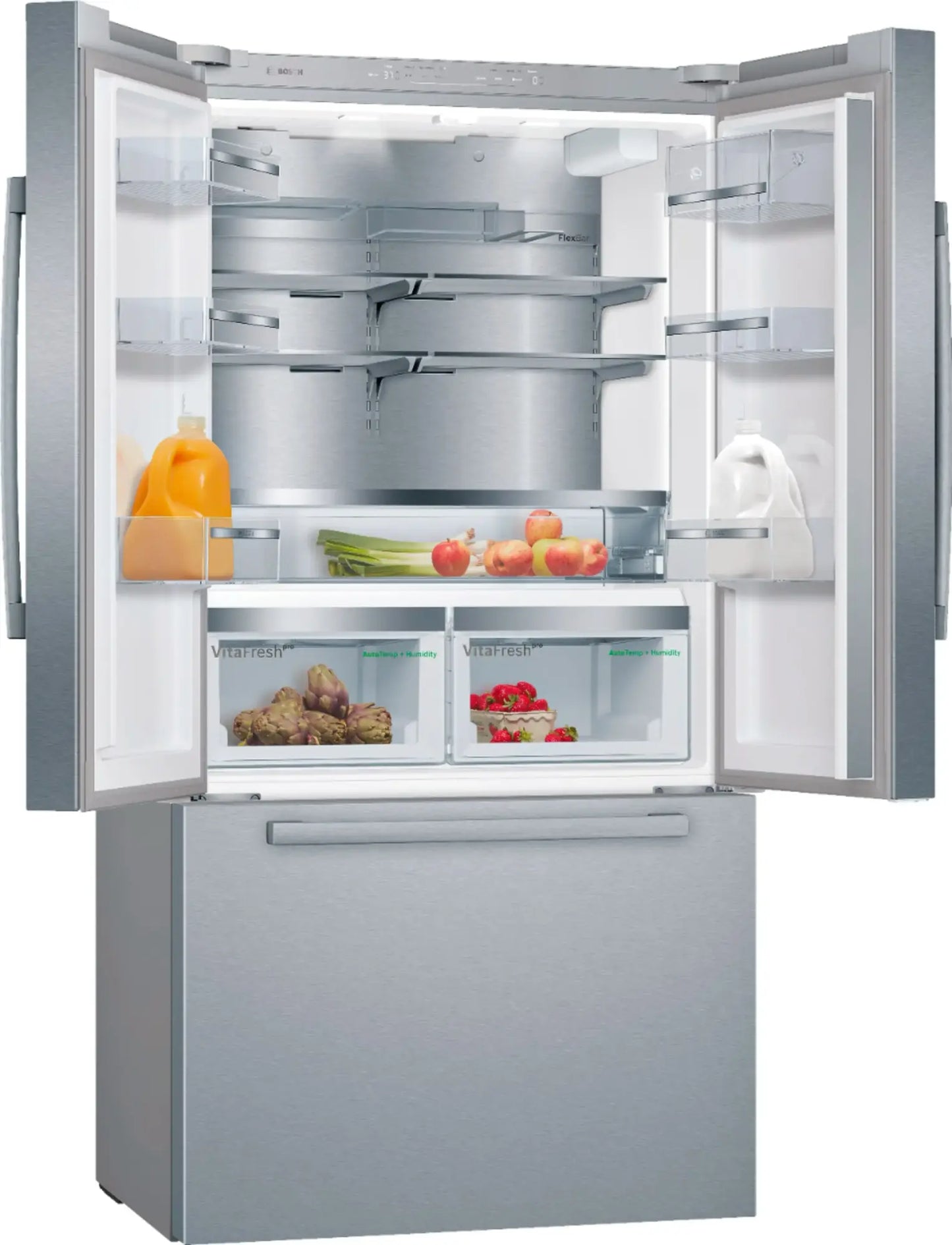 Bosch - 800 Series 21 Cu. Ft. French Door Counter-Depth Smart Refrigerator with VitaFresh - Stainless Steel