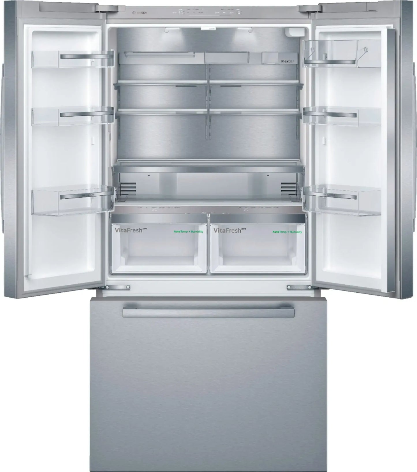 Bosch - 800 Series 21 Cu. Ft. French Door Counter-Depth Smart Refrigerator with VitaFresh - Stainless Steel