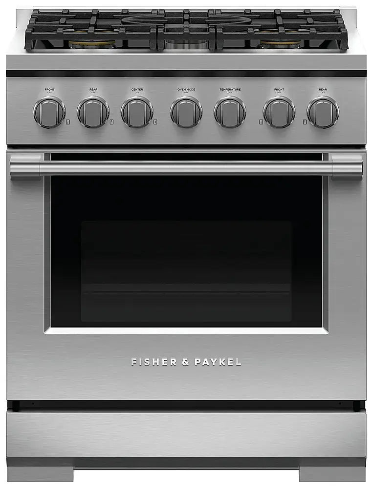 Fisher & Paykel - Professional 30" 5-Burner Gas Range - Stainless Steel