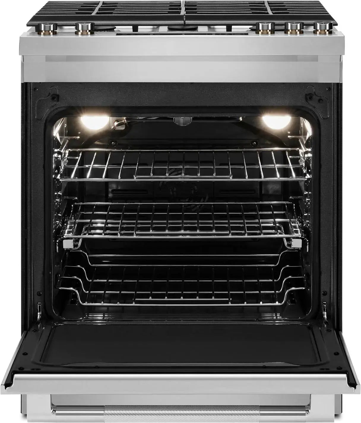 JennAir - 5.8 Cu. Ft. Slide-In Gas Convection Range with Self-Cleaning Function and Air Fry Feature - Stainless Steel