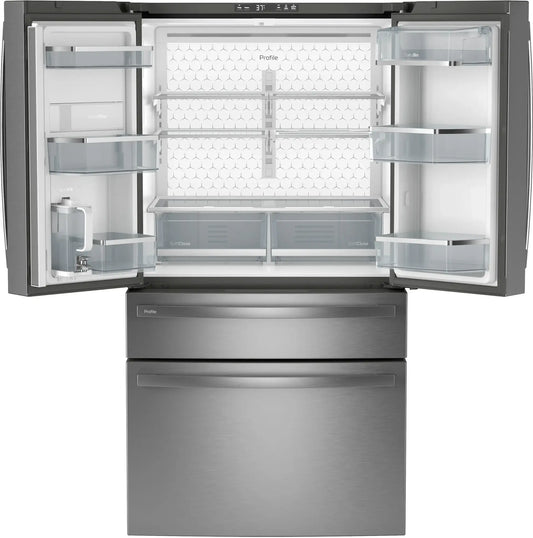 GE Profile - 28.7 Cu. Ft. 4-Door French Door Smart Refrigerator with AutoFill Pitcher and Dual-Dispense - Stainless Steel