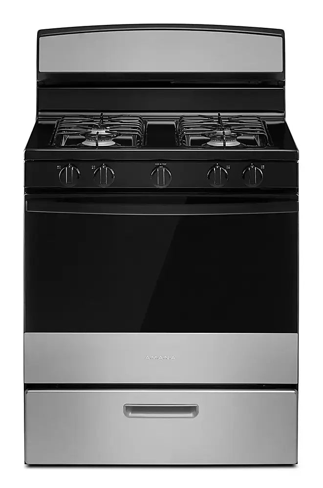 Amana - 5.0 Cu. Ft. Freestanding Single Oven Gas Range with Easy-Clean Glass Door in Stainless Steel