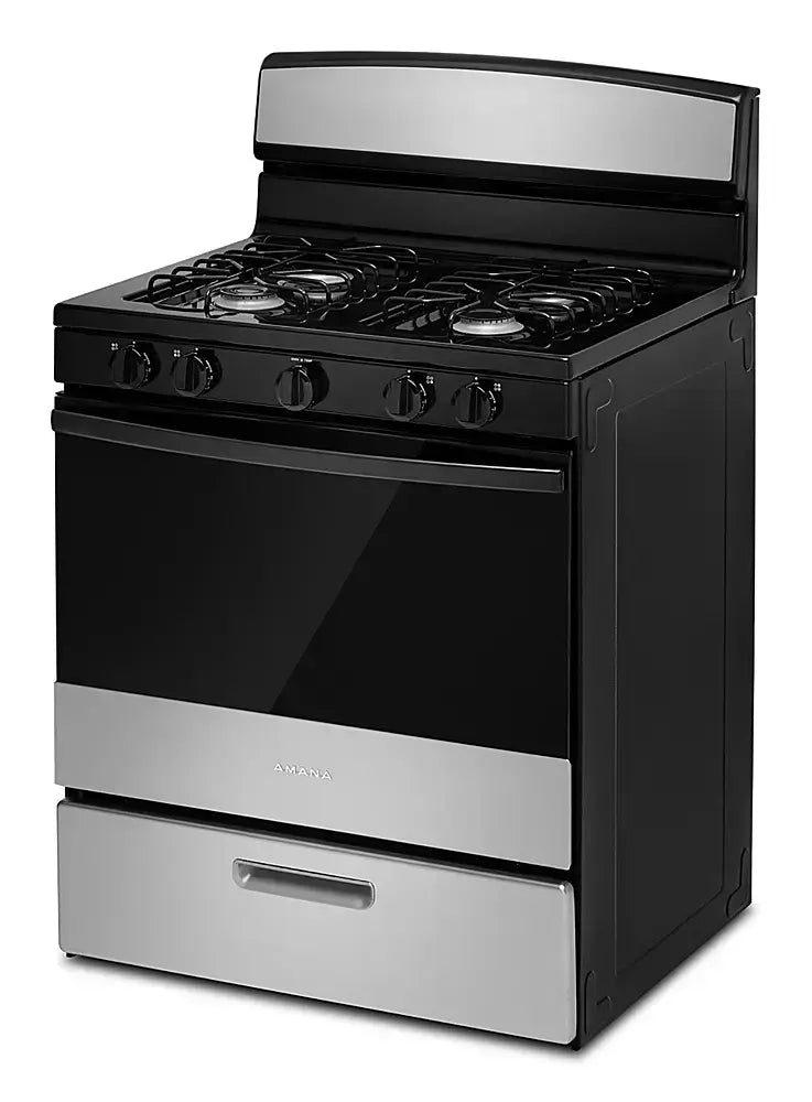 Amana - 5.0 Cu. Ft. Freestanding Single Oven Gas Range with Easy-Clean Glass Door in Stainless Steel