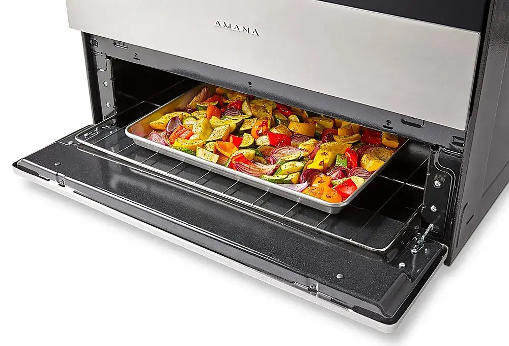 Amana - 5.0 Cu. Ft. Freestanding Single Oven Gas Range with Easy-Clean Glass Door in Stainless Steel