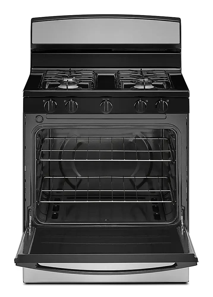 Amana - 5.0 Cu. Ft. Freestanding Single Oven Gas Range with Easy-Clean Glass Door in Stainless Steel