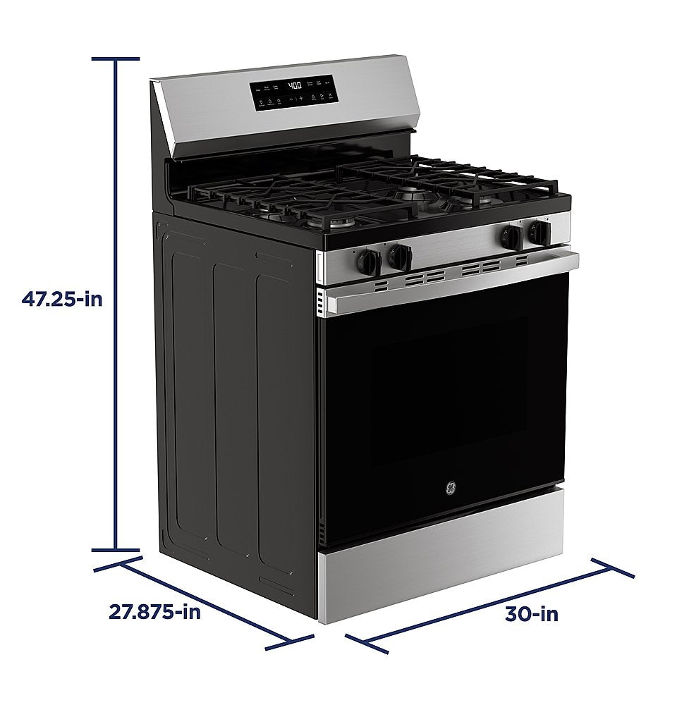 GE - 5.3 Cu. Ft. Freestanding Gas Range with Self-Clean, Steam Clean, and Built-In Wi-Fi - Stainless St+