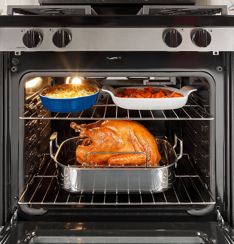 GE - 5.3 Cu. Ft. Freestanding Gas Range with Self-Clean, Steam Clean, and Built-In Wi-Fi - Stainless St+