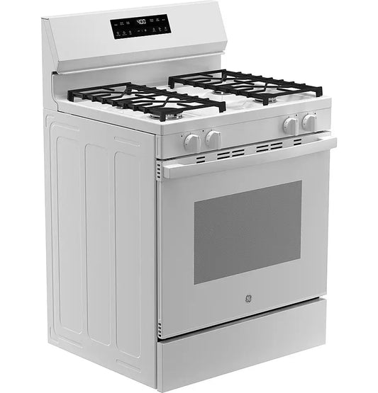 GE - 5.3 Cu. Ft. Freestanding Gas Range with Self-Clean, Steam Cleaning, and Built-In Wi-Fi - White