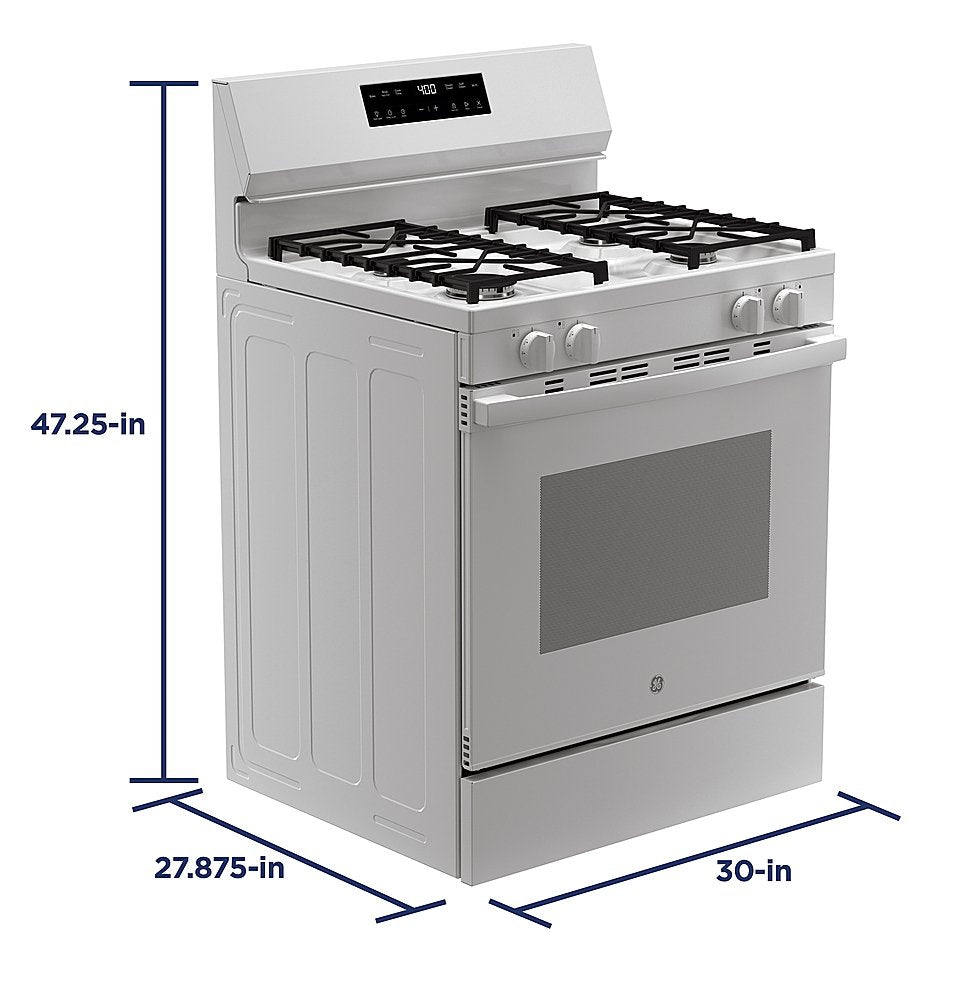 GE - 5.3 Cu. Ft. Freestanding Gas Range with Self-Clean, Steam Cleaning, and Built-In Wi-Fi - White