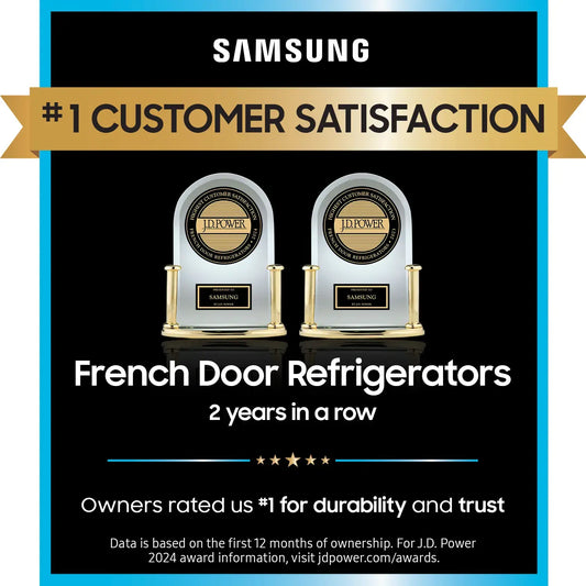 Samsung - BESPOKE 24 Cu. Ft. French Door Counter-Depth Smart Refrigerator with Beverage Center in Stainless Steel